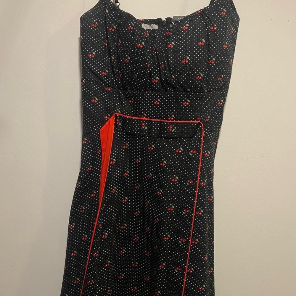 Suzy Shier Black and Red Cherry Dress